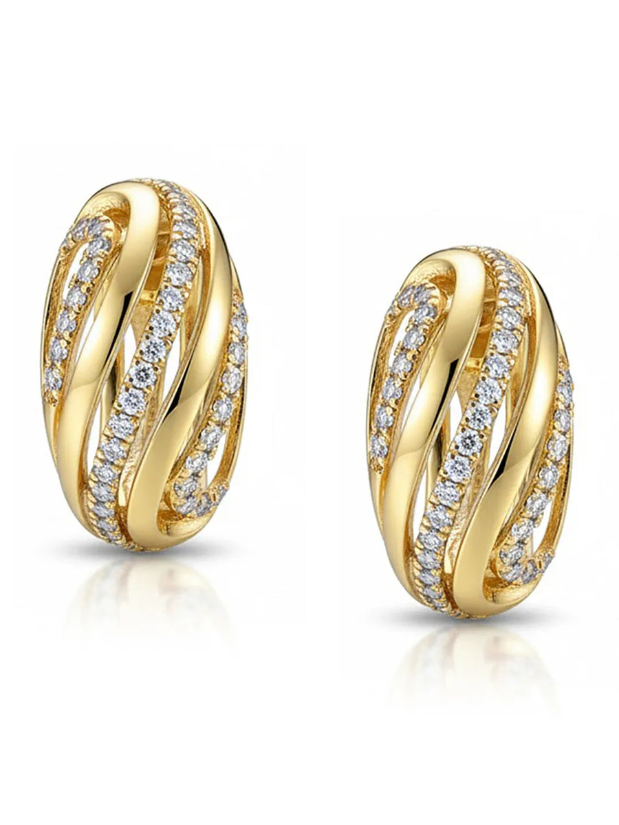 Peora CZ Accent Gold Twist Stud Earrings