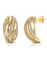 Peora CZ Accent Gold Twist Stud Earrings