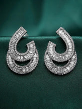 Peora Luxury Baguette CZ Swirl Drop Earrings
