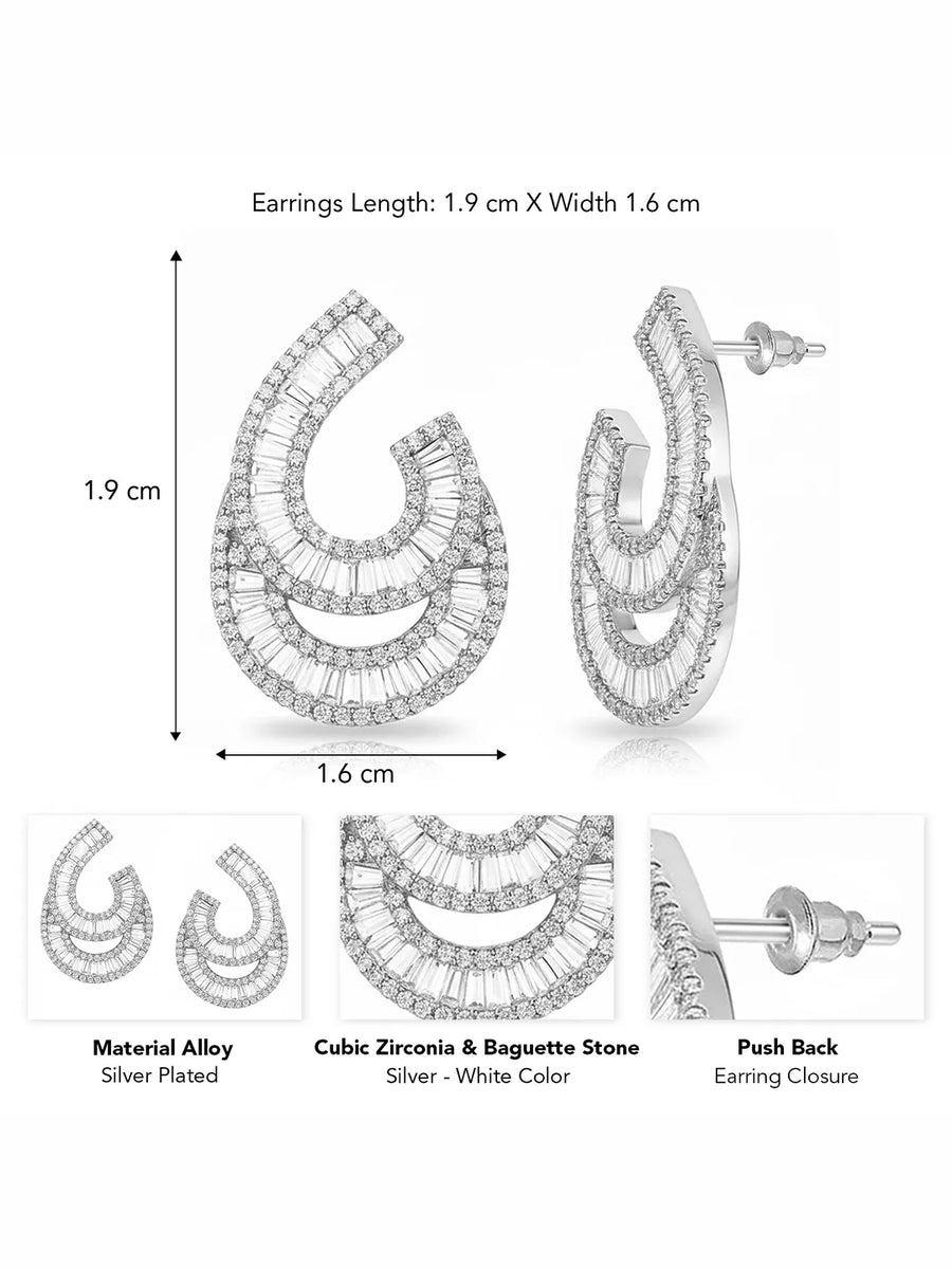 Peora Luxury Baguette CZ Swirl Drop Earrings