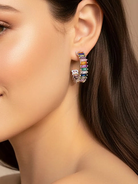 Peora Prism Ranibow Glow Hoop Earrings