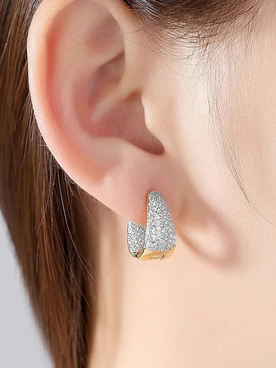 Peora Chunky Gold CZ Huggie Earrings