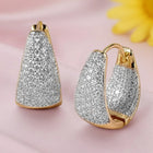 Peora Chunky Gold CZ Huggie Earrings