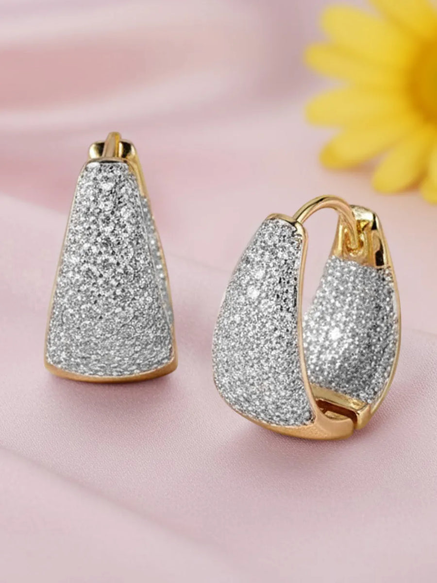 Peora Chunky Gold CZ Huggie Earrings