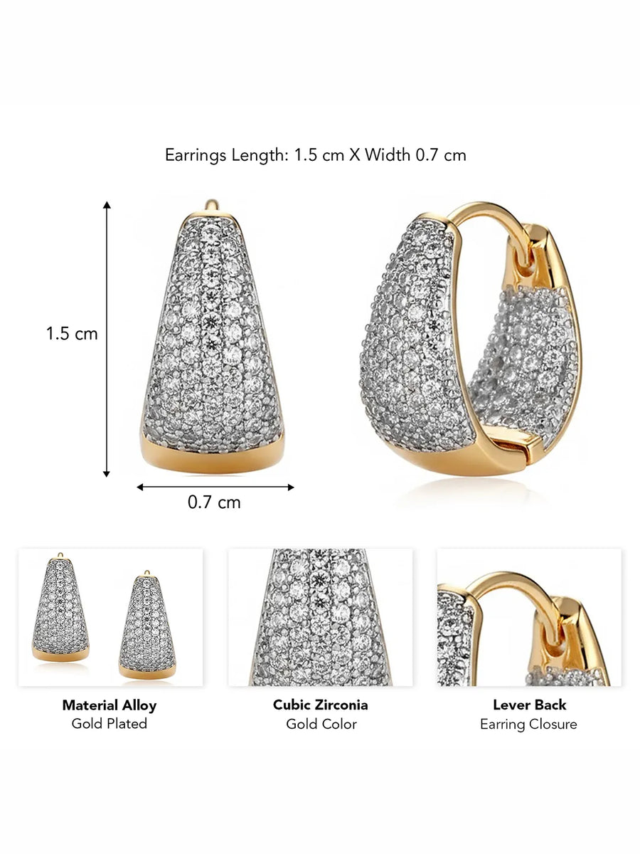 Peora Chunky Gold CZ Huggie Earrings