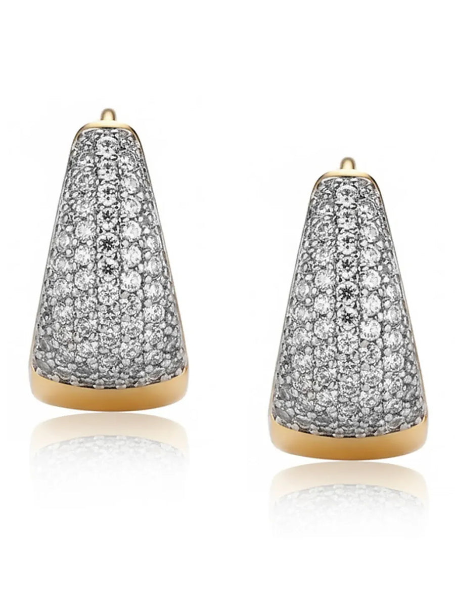 Peora Chunky Gold CZ Huggie Earrings