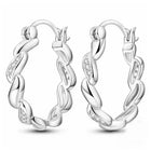 Peora Linked CZ Silver Hoop Earrings