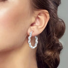 Peora Linked CZ Silver Hoop Earrings