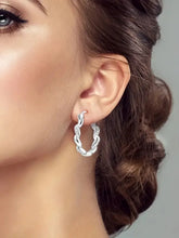 Peora Linked CZ Silver Hoop Earrings