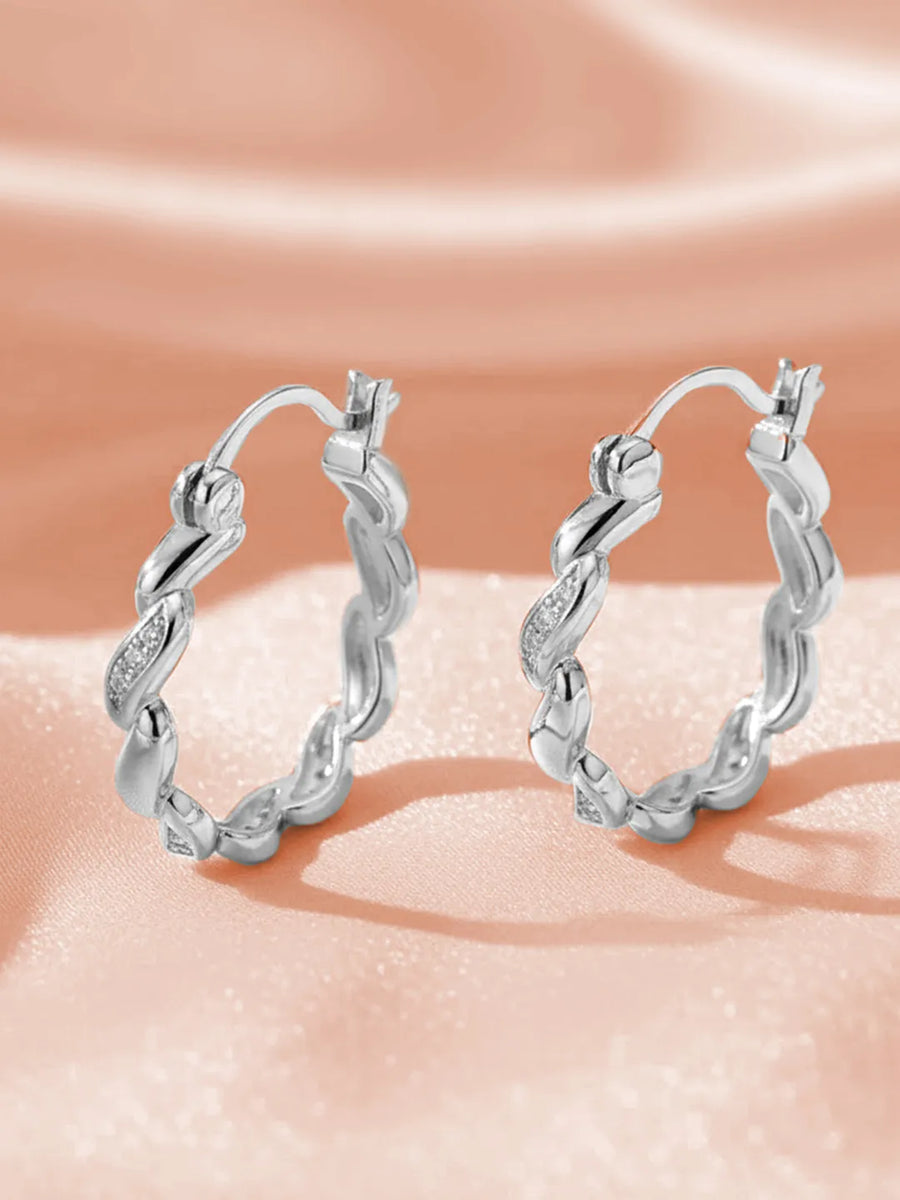 Peora Linked CZ Silver Hoop Earrings