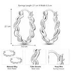 Peora Linked CZ Silver Hoop Earrings