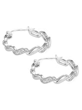 Peora Linked CZ Silver Hoop Earrings