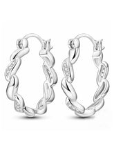 Peora Linked CZ Silver Hoop Earrings