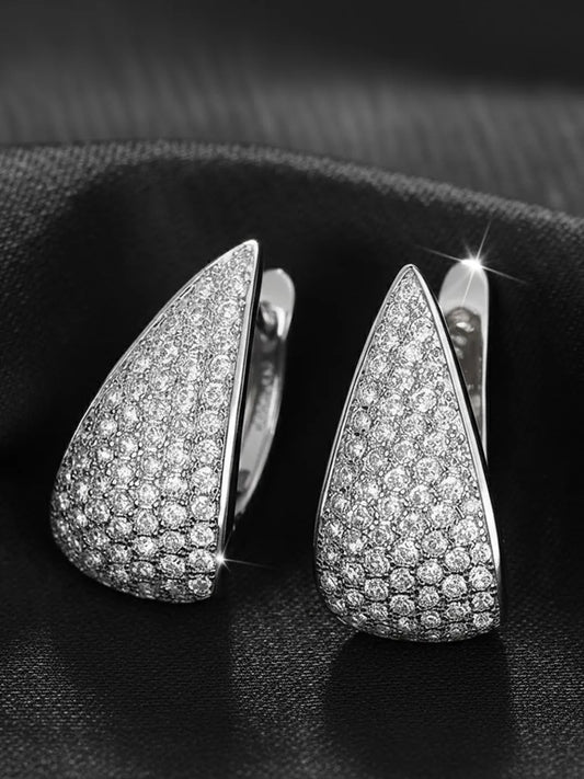 Peora Silver CZ Studded Teardrop Earrings