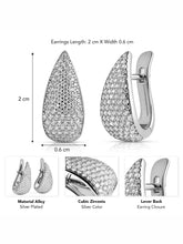 Peora Silver CZ Studded Teardrop Earrings