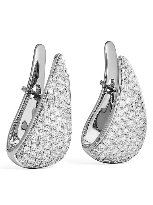 Peora Silver CZ Studded Teardrop Earrings