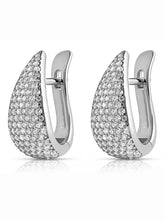 Peora Silver CZ Studded Teardrop Earrings