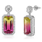 Peora Silver Luxury Pink Yellow Stone Earrings