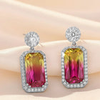 Peora Silver Luxury Pink Yellow Stone Earrings