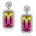 Peora Silver Luxury Pink Yellow Stone Earrings
