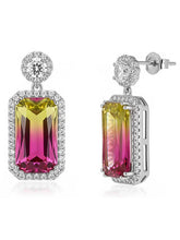 Peora Silver Luxury Pink Yellow Stone Earrings