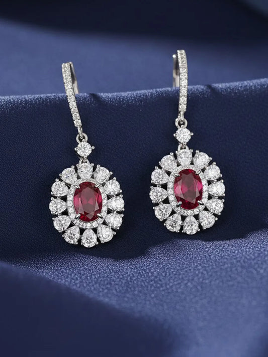 Peora Celeste Ruby Aura Dangle Earrings