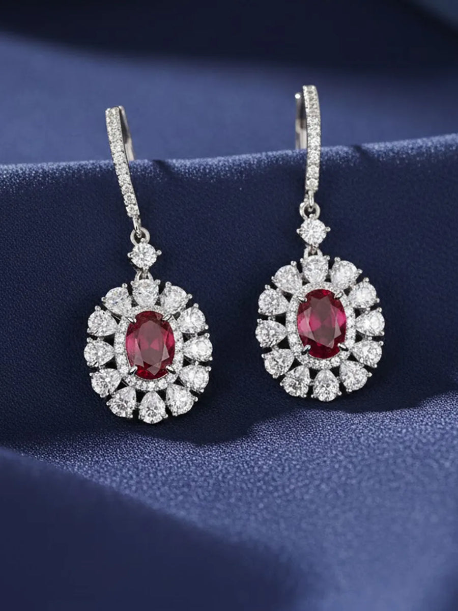 Peora Celeste Ruby Aura Dangle Earrings