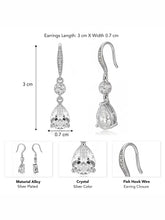 Peora Silver Crystal Teardrop Dangle Earrings
