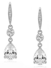 Peora Silver Crystal Teardrop Dangle Earrings
