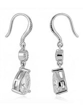Peora Silver Crystal Teardrop Dangle Earrings