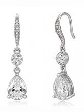 Peora Silver Crystal Teardrop Dangle Earrings