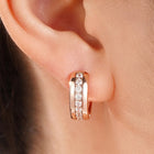 Peora Rose Gold Sparkle Line CZ Huggie Earrings
