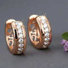 Peora Rose Gold Sparkle Line CZ Huggie Earrings