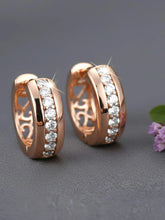 Peora Rose Gold Sparkle Line CZ Huggie Earrings