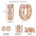 Peora Rose Gold Sparkle Line CZ Huggie Earrings