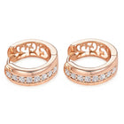 Peora Rose Gold Sparkle Line CZ Huggie Earrings