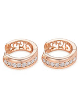 Peora Rose Gold Sparkle Line CZ Huggie Earrings