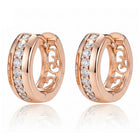 Peora Rose Gold Sparkle Line CZ Huggie Earrings