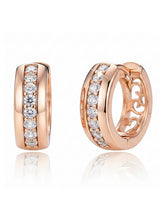 Peora Rose Gold Sparkle Line CZ Huggie Earrings