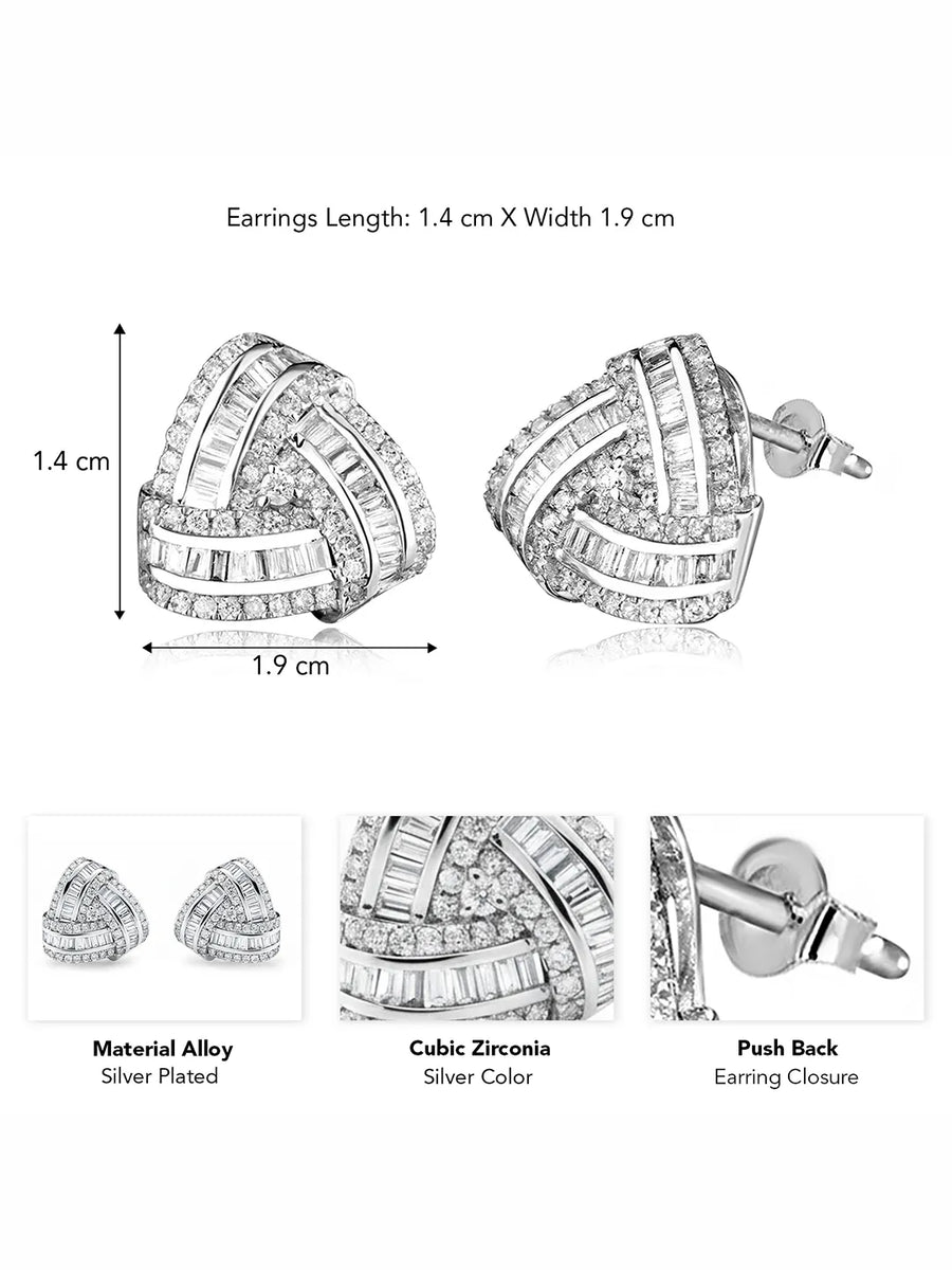 Peora Silver Statement Cluster Stud Earrings