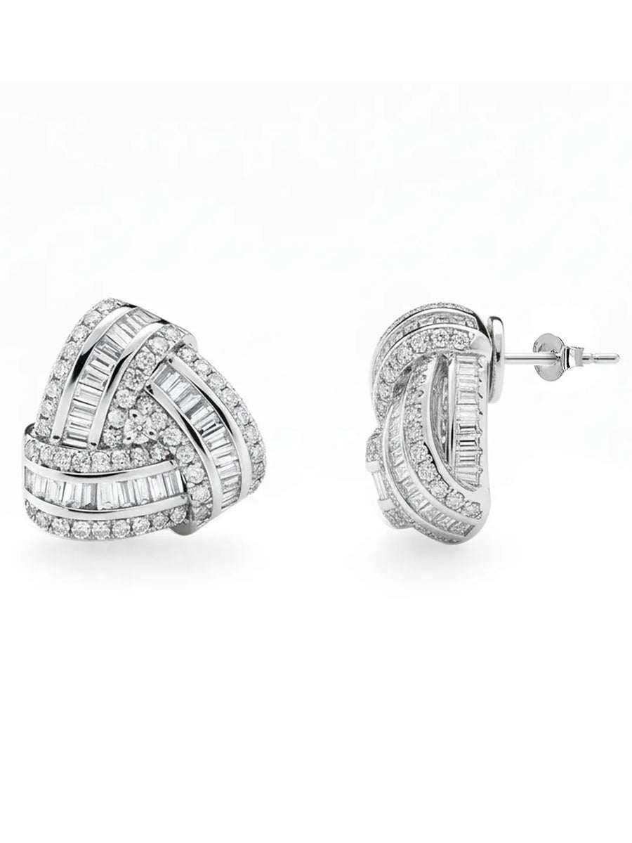 Peora Silver Statement Cluster Stud Earrings