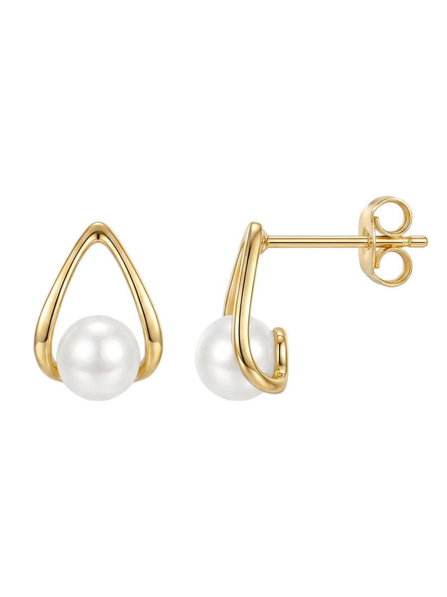Peora Floating Pearl Earrings - Gold