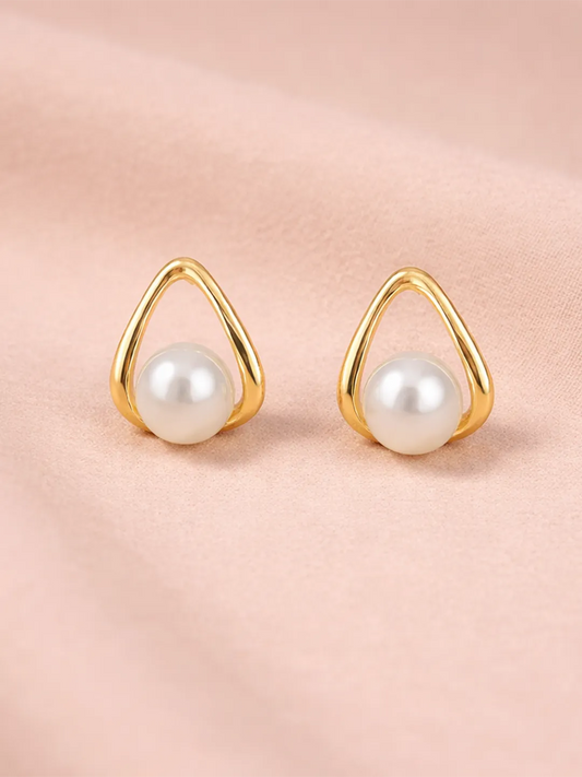 Peora Floating Pearl Earrings - Gold