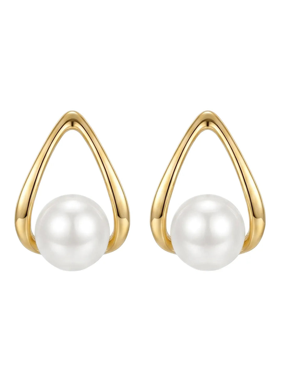 Peora Floating Pearl Earrings - Gold