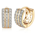 Peora Triple Row Crystal Hoop Earrings - Gold