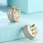 Peora Triple Row Crystal Hoop Earrings - Gold