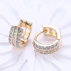 Peora Triple Row Crystal Hoop Earrings - Gold