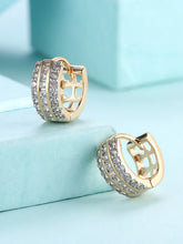 Peora Triple Row Crystal Hoop Earrings - Gold
