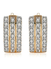 Peora Triple Row Crystal Hoop Earrings - Gold
