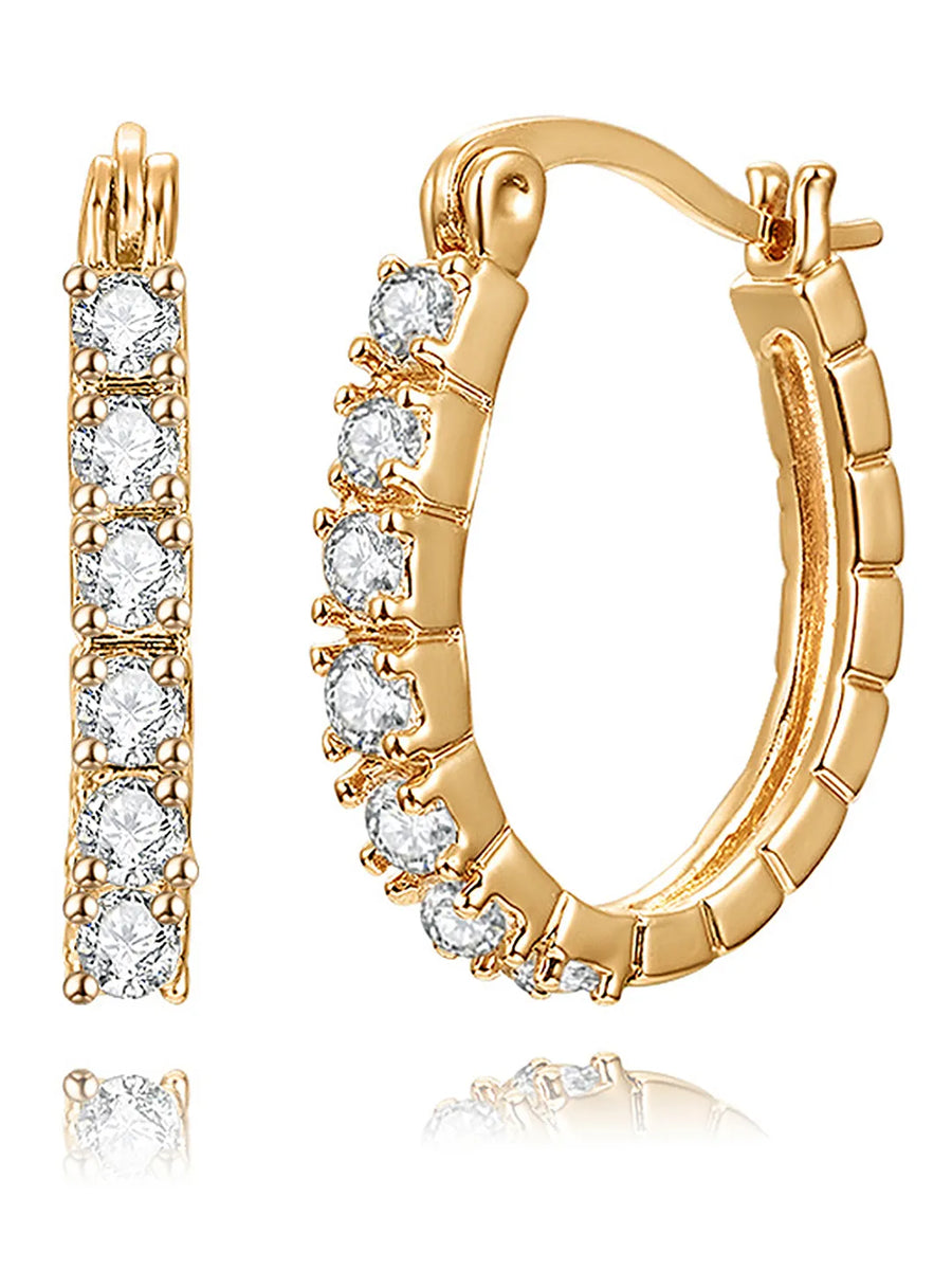 Peora CZ Cascade Hoop Earrings - Gold